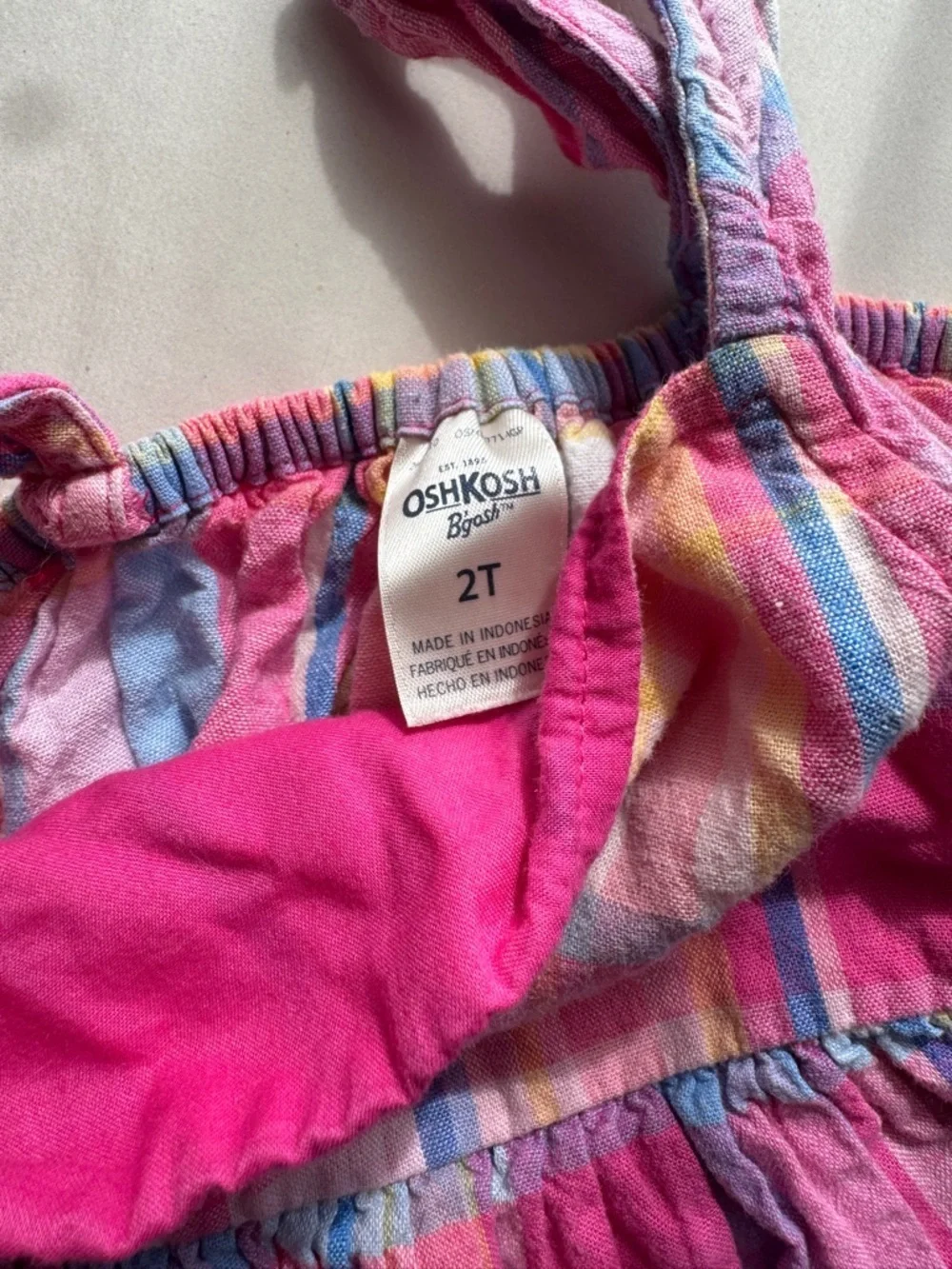 OshKosh B'gosh Pink Multi-Color Plaid Toddler Sundress